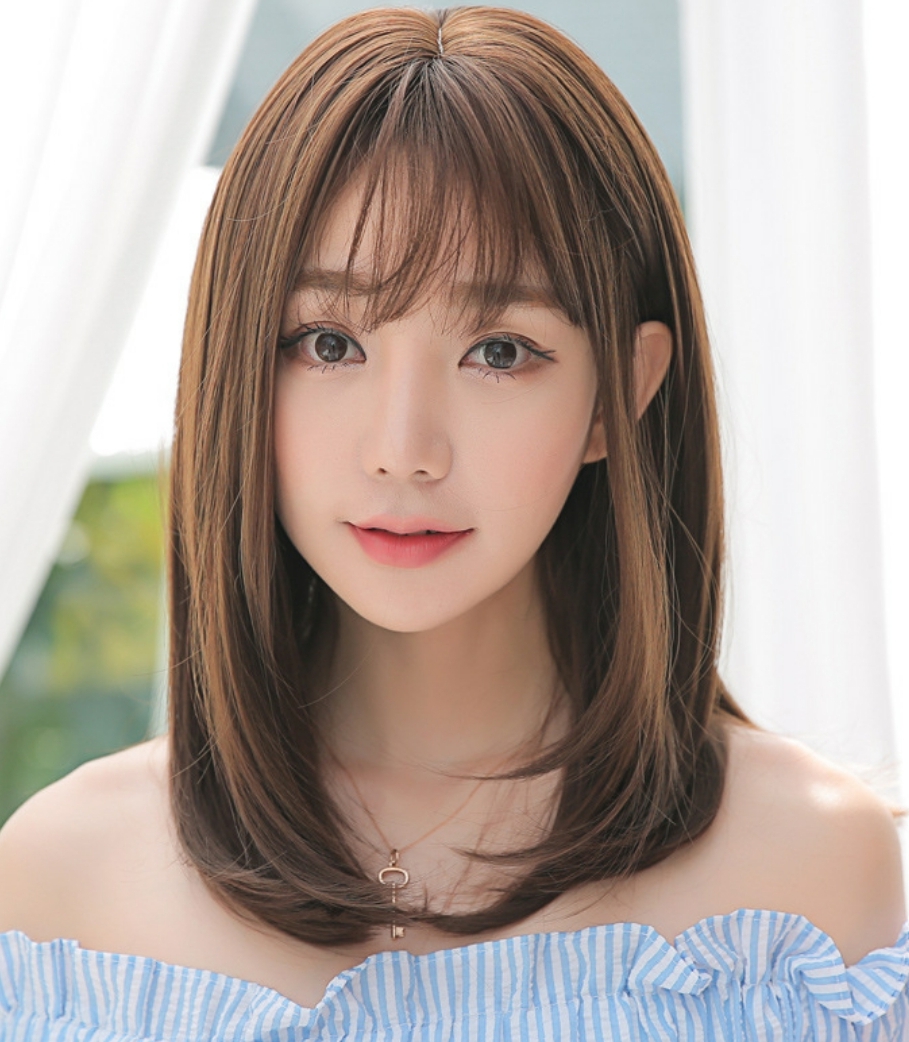 korean straight hair with bangs