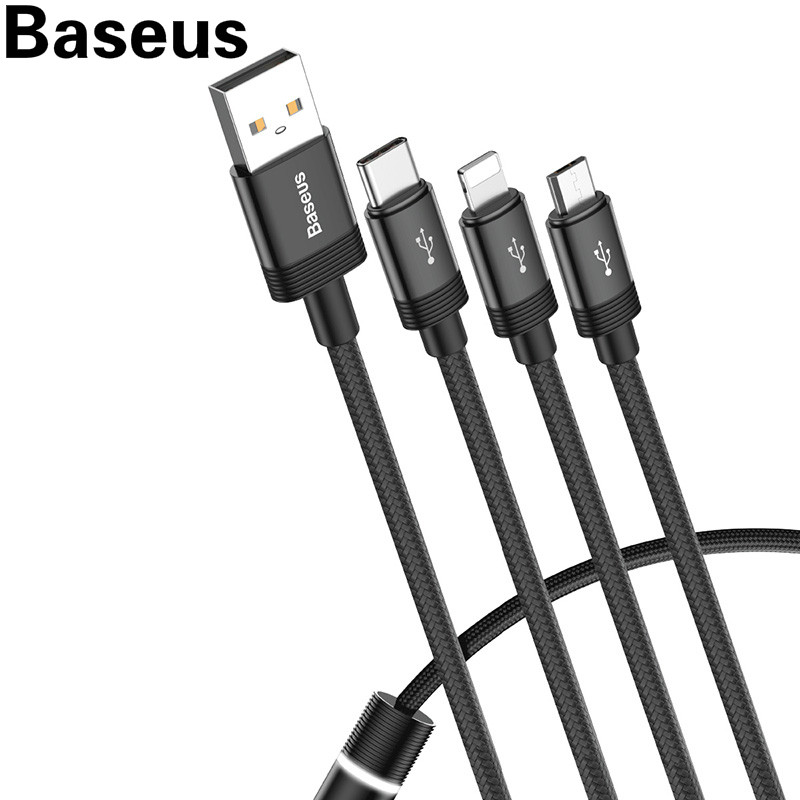 Buy Baseus USB Cable for iPhone 3 in 1 Charger Cable Data Sync Cable
