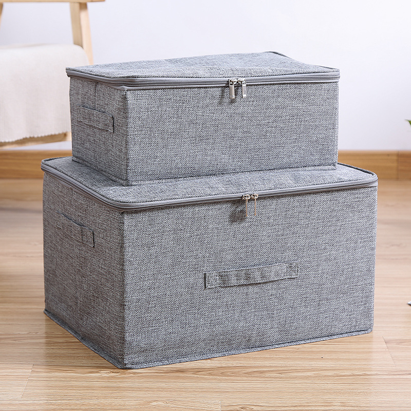 Buy Zippered boxes fold clothes storage box fabric art has a cover storage box clothes finishing