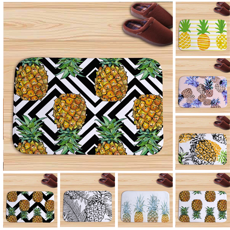Buy Plant Pineapple Flannel Door Mats Floor Bathroom Entrance Rug