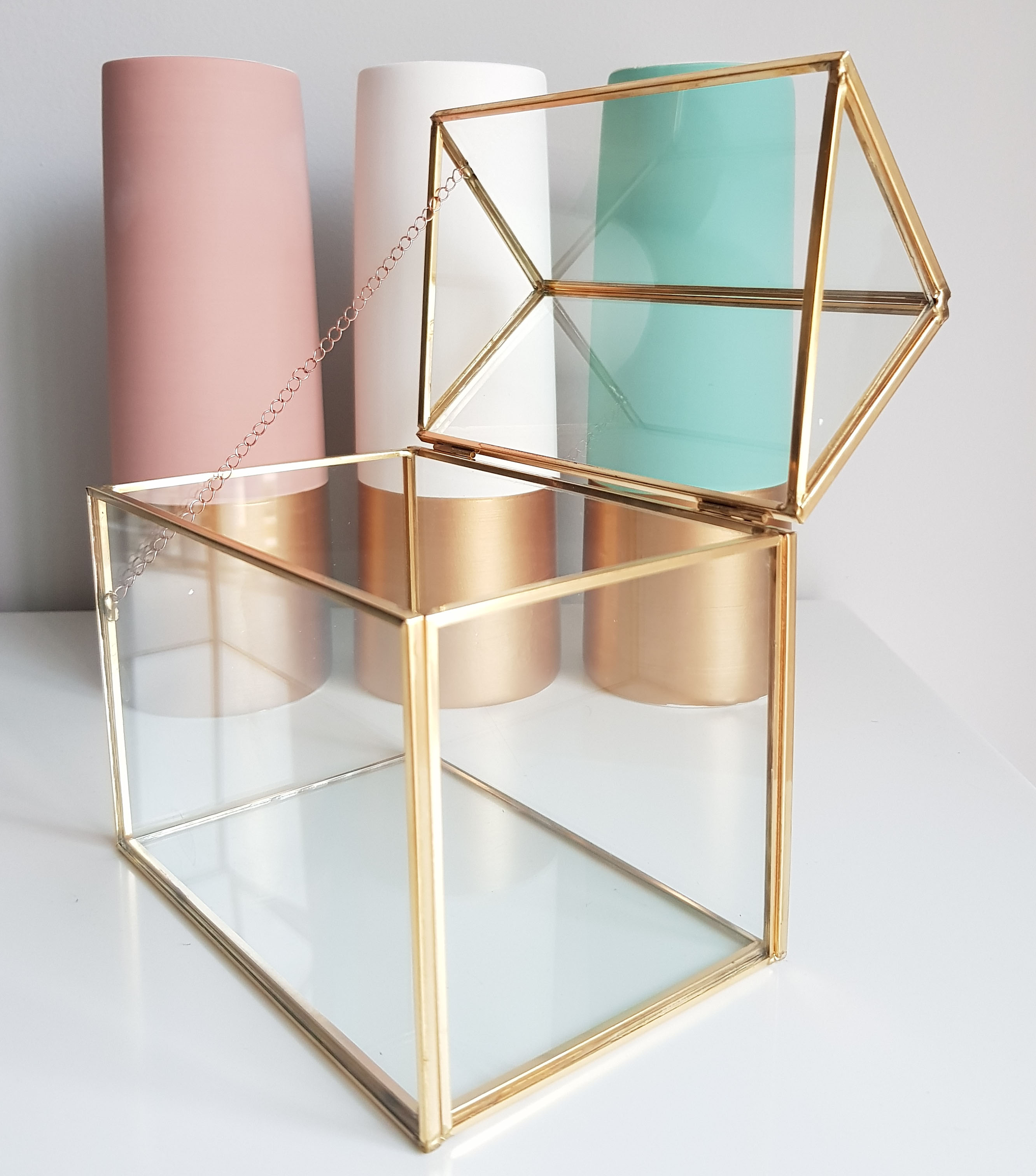 Gold geometric terrarium/ring boxes (Long House) 1stAvenue