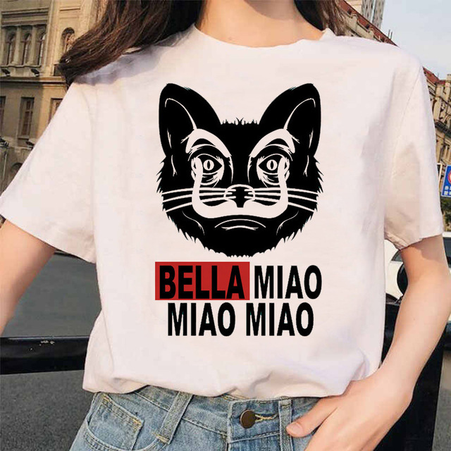 Buy Funny Women's Tshirts Summer Loose Cartoon PrintinFemale Tops Tee New Money Heist Tshirt