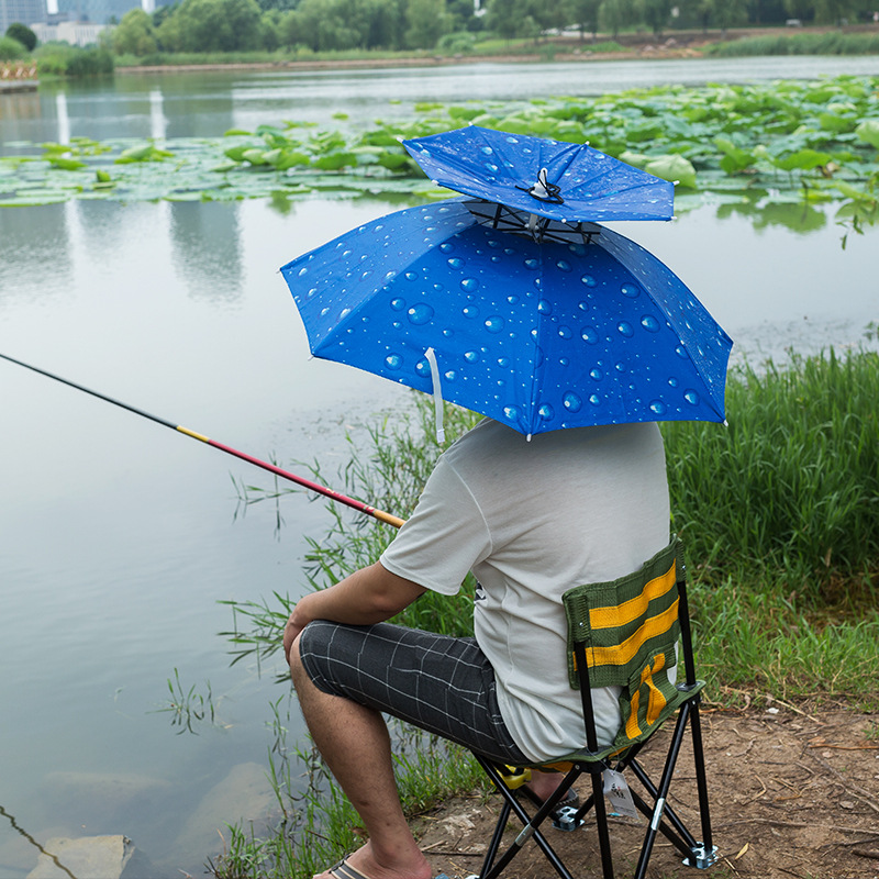 Buy Double windproof antiultraviolet fishing umbrella hat head wearing