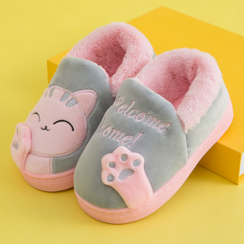 Buy Male girl cotton slippers child bag and baby slippers indoor winter ...