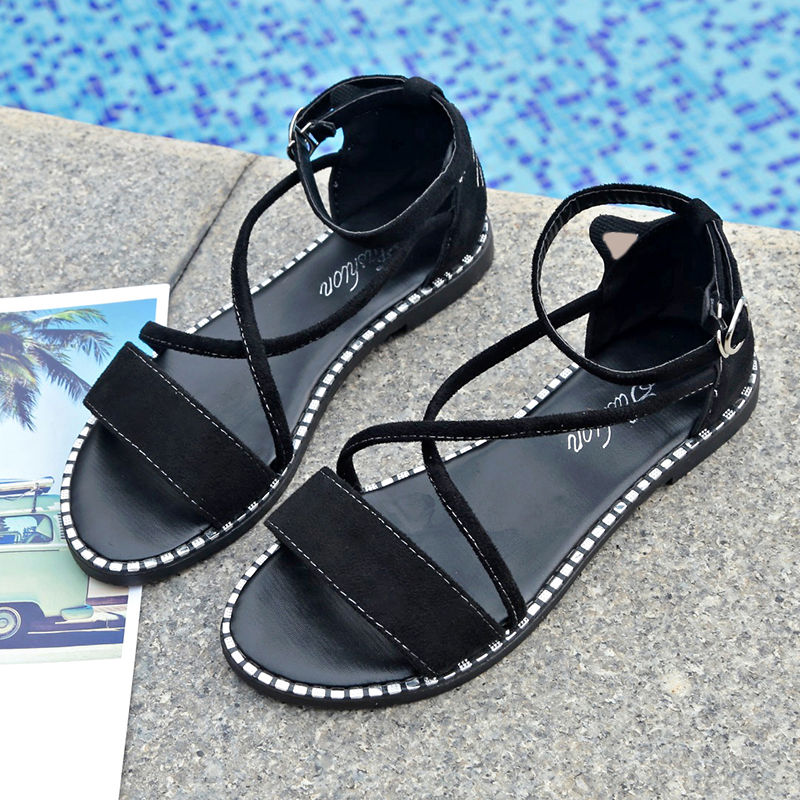 Buy Flat-soled Sandals Female Korean Edition Student Summer Fairy Wind ...