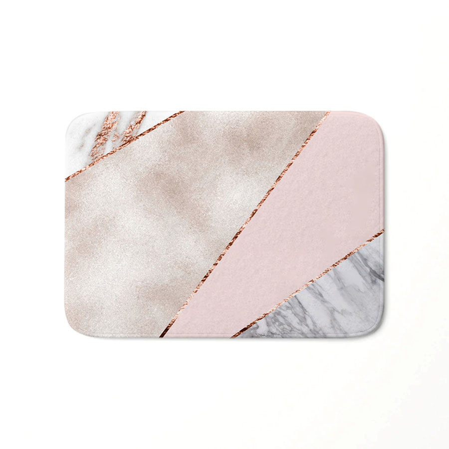 Buy 40x60cm Bath Mat Nordic Style Rose Gold Stitching Geometry Marble