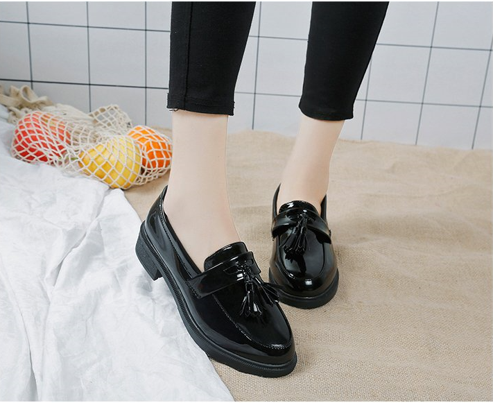 Buy ulzzang little Leather shoes korean style women‘s ladies block heel ...
