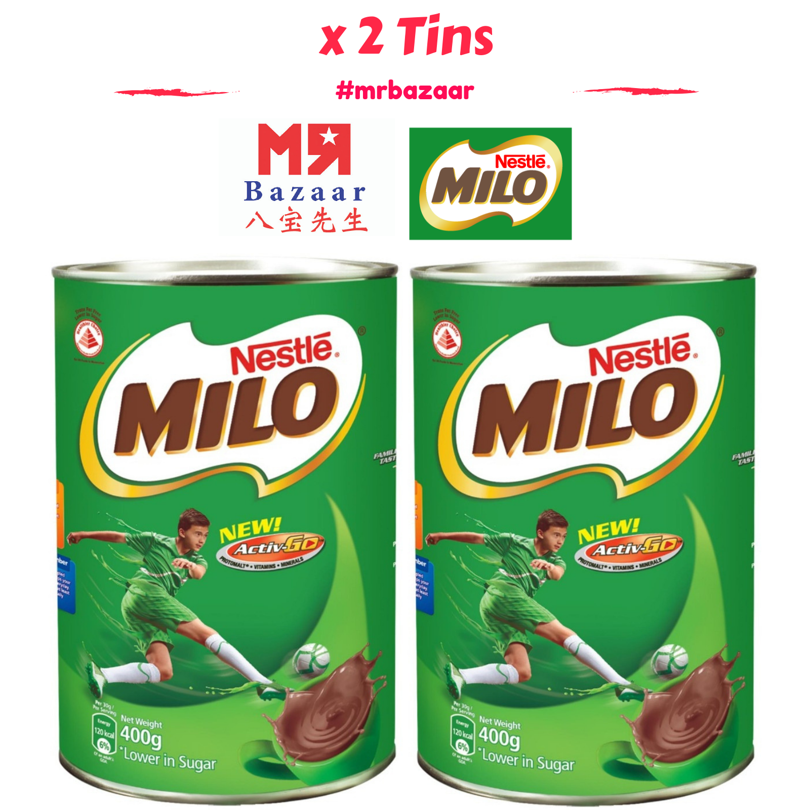 Buy Milo Powder (400g) x 2 Tins (Healthier Choice) Chocolate Malt