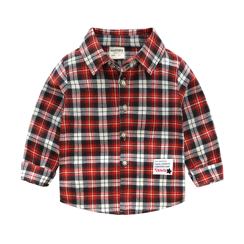 Buy Boys plaid shirt 2021 autumn children's cotton long-sleeved shirt ...