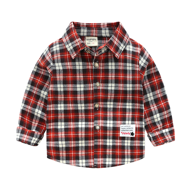 Buy Boys plaid shirt 2021 autumn children's cotton longsleeved shirt
