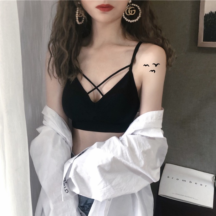 Buy [xiaozhainv]Korean cross girl's beautiful back sling small vest  underwear running sports bra wiping breast on ezbuy MY