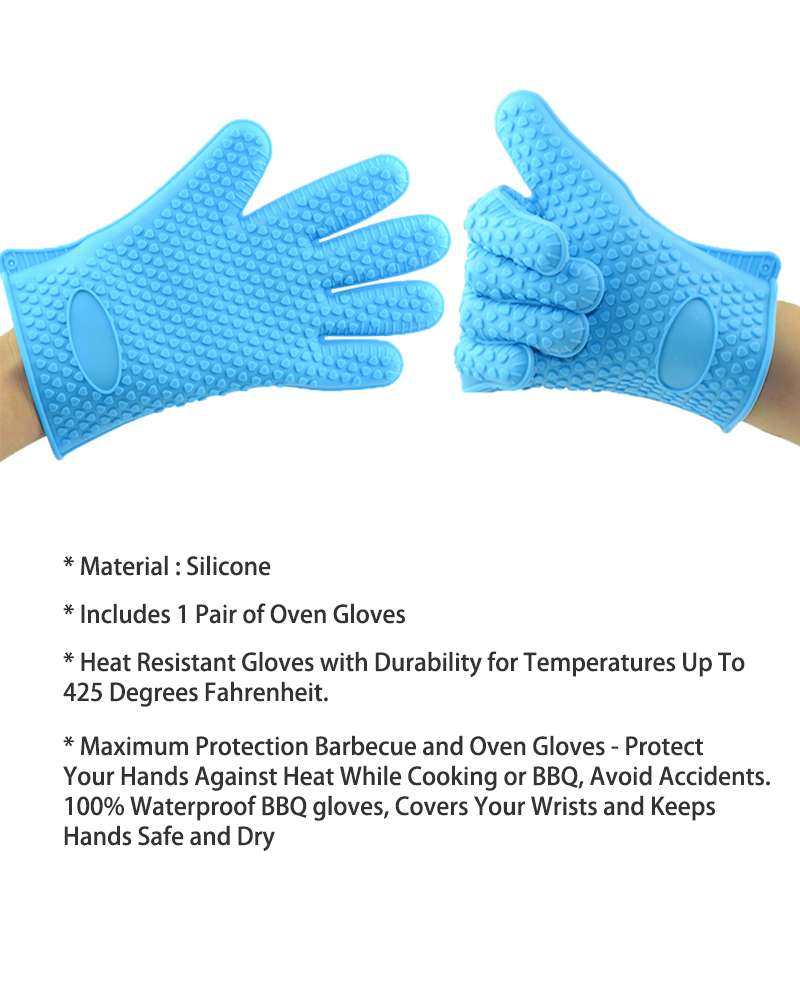 Home Silicone Oven Heat Insulated Finger Glove Mitt Cover Protector