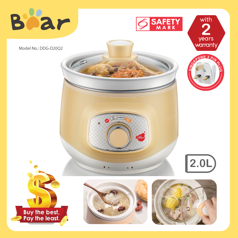 Buy Bear Slow Cooker Electric with Ceramic pot 2.0L (DDGD20Q2) on ezbuy SG