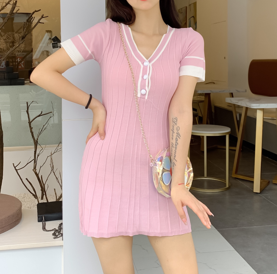 Buy Deepfashion Korean fashion slim slimming ageing color matching V