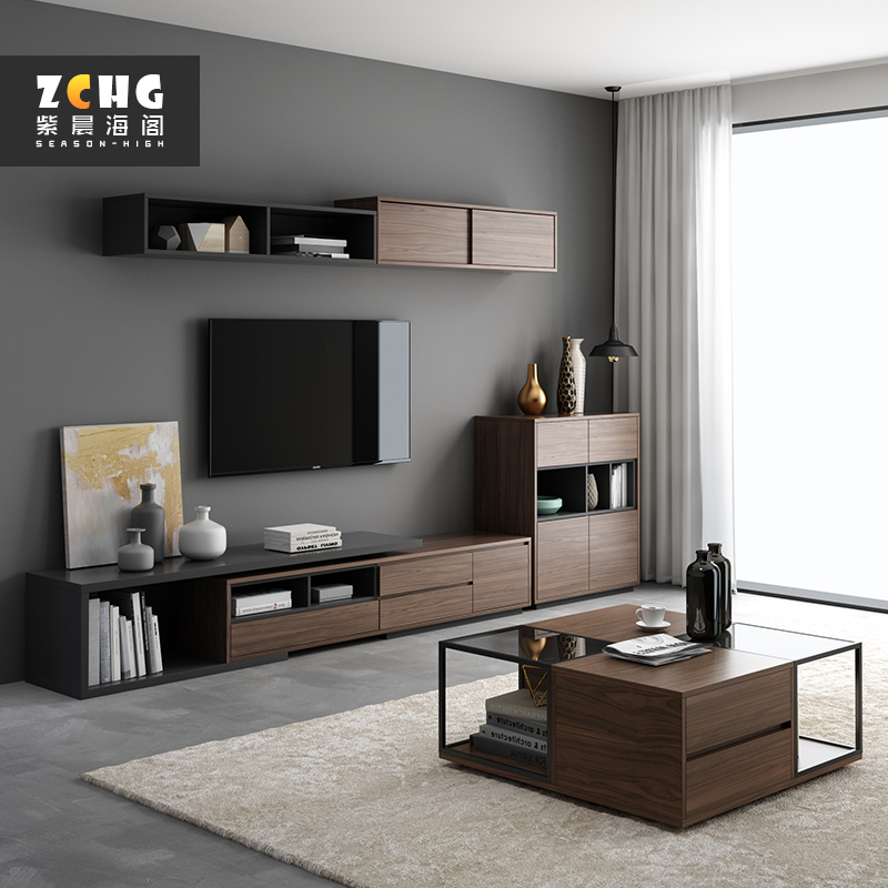 Buy Nordic Solid Wood Tea Table Tv Cabinet Combination Wall Small Family Sized Mini Modern Minimalist Living Room Complete Set Of Furniture Set On Ezbuy My