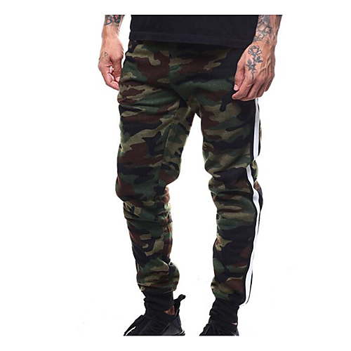 Buy Men's Slim Chinos Pants - Camo / Camouflage Pleated Army Green on ...